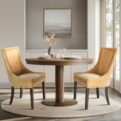 Ultra Upholstered Dining Side Chairs with wood legs (Set of 2) - Gold