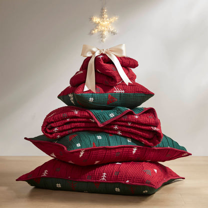 Winter 2 Pieces Throw Set - Red