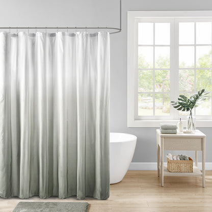 Ara Ombre Printed Seersucker Shower Curtain - Grey