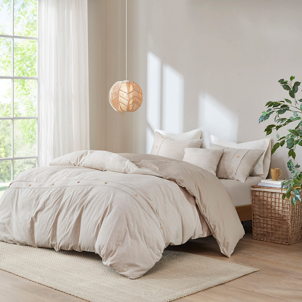 Dover 5 PC Organic Cotton Oversized Comforter Cover Set w/removable insert - Natural