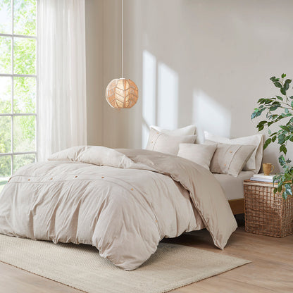 Dover 5 PC Organic Cotton Oversized Comforter Cover Set w/removable insert - Natural