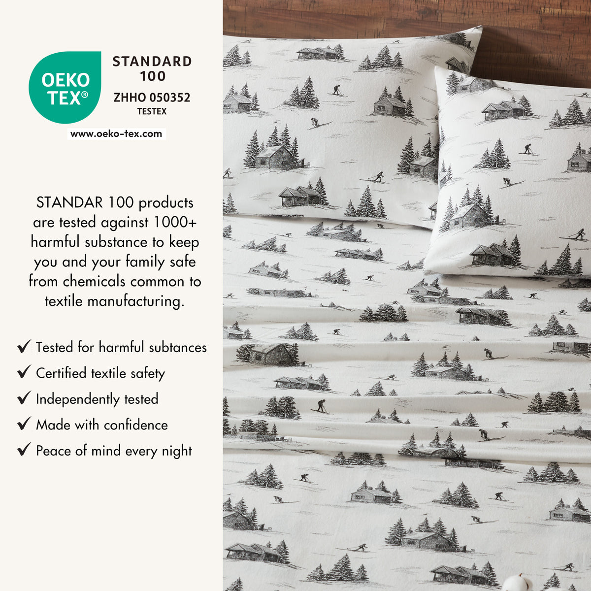 Cotton Flannel Sheet Set - Ski Cabin