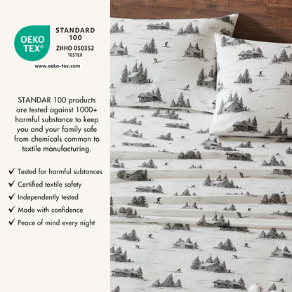 Cotton Flannel Sheet Set - Ski Cabin