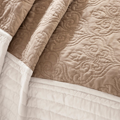 Attingham 7 Piece Quilt Set with Euro Shams and Throw Pillows - Beige