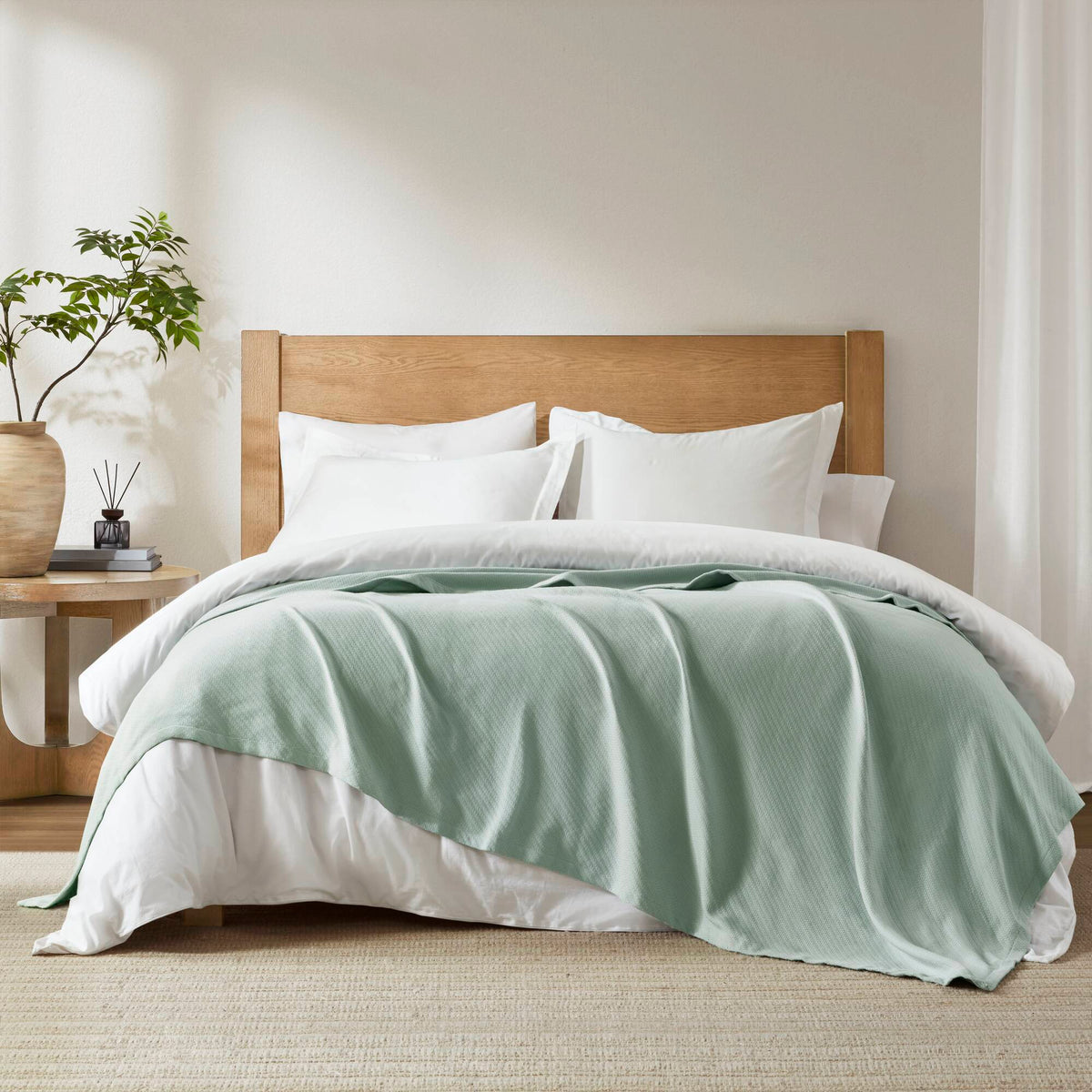 Liquid Cotton Blanket - Seafoam