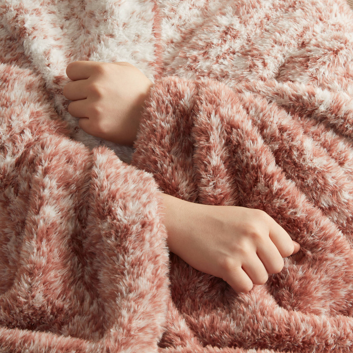 Ombre Knit Fur Throw - Wood Ombre