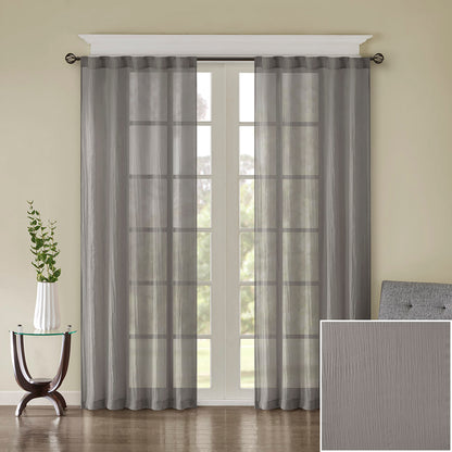 Harper Solid Crushed Curtain Panel Pair - Grey
