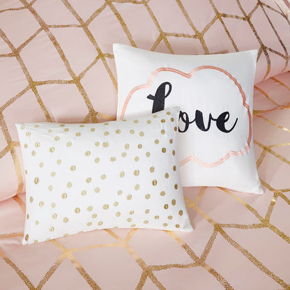 Raina Metallic Printed Comforter Set - Blush/Gold