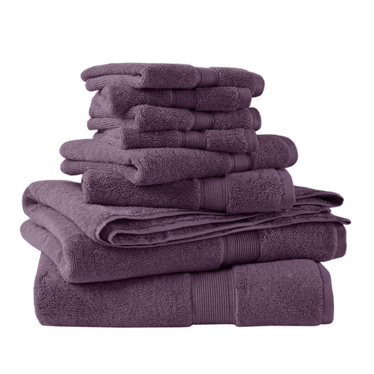 800GSM 100% Cotton 8 Piece Towel Set - Purple