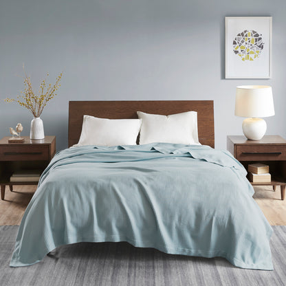 100% Certified Egyptian Cotton Blanket - Light Blue