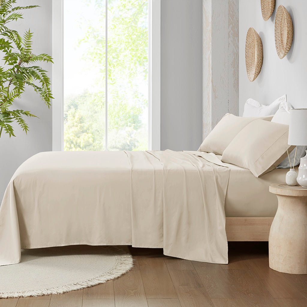 300 Thread Count 100% Organic Cotton Deep Pocket Sheet Set - Taupe