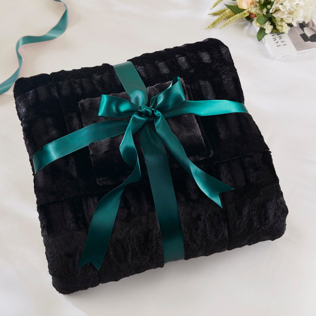 Gia Faux Fur Comforter Mini Set - Black