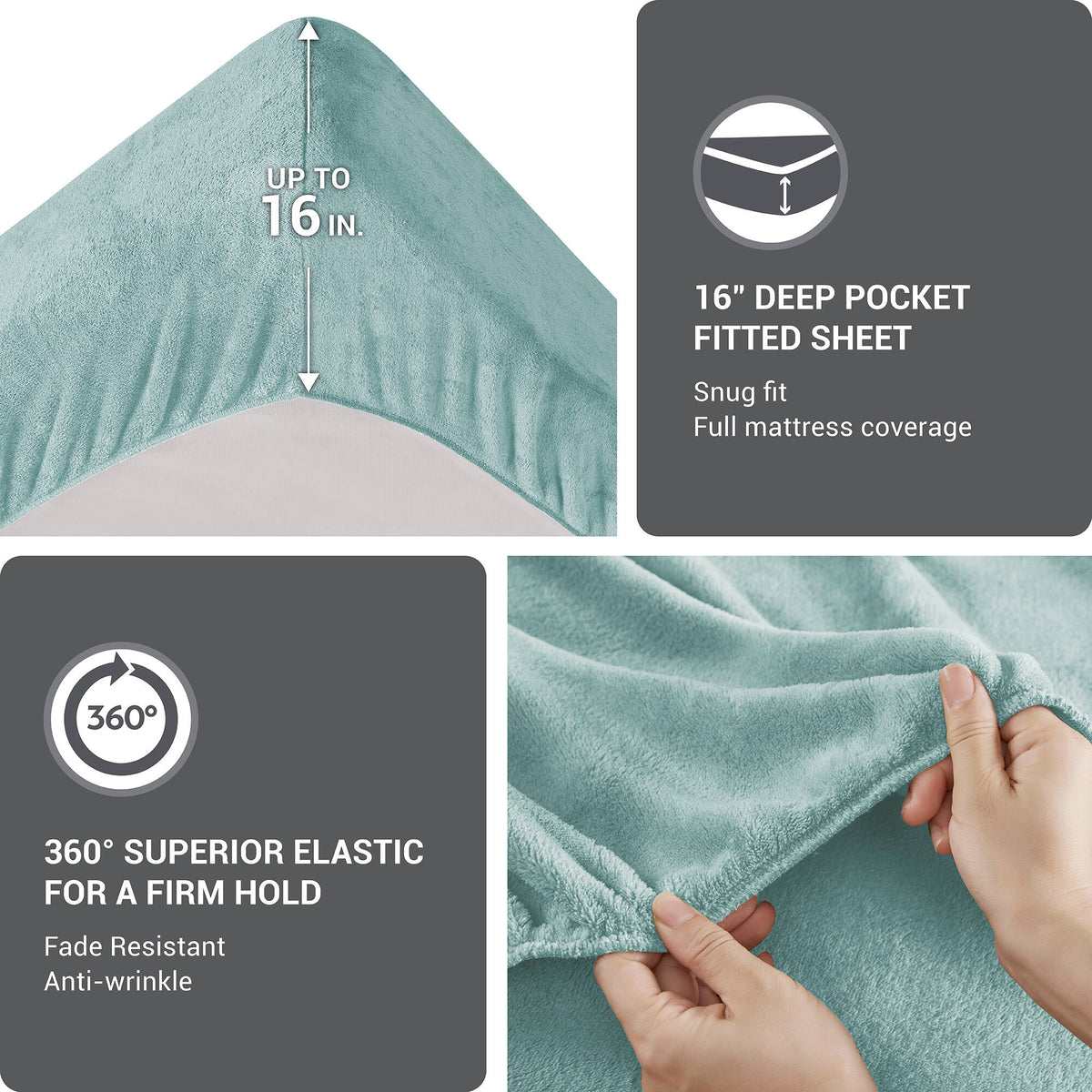 Soloft Plush Micro Plush Sheet Set - Aqua