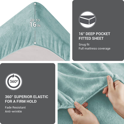 Soloft Plush Micro Plush Sheet Set - Aqua