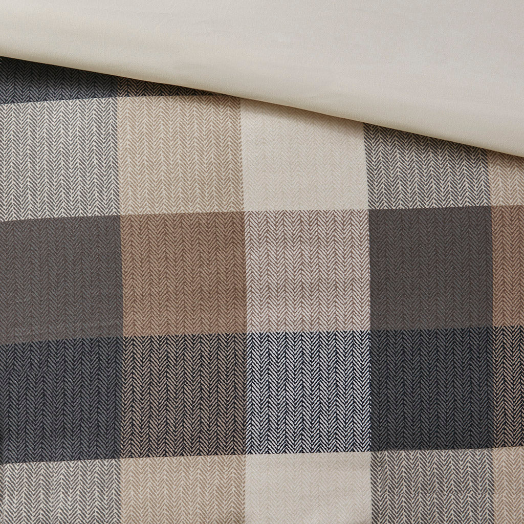 Ridge 6 Piece Herringbone Duvet Cover Set - Neutral