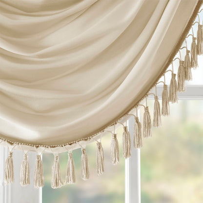 Elena Faux Silk Waterfall Embellished Valance - Champagne