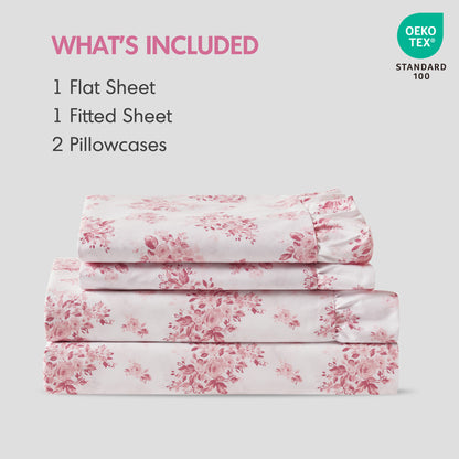Microfiber Ruffle Sheets - Pink Floral