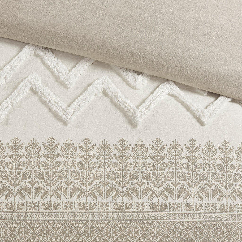 Mila Cotton Printed Duvet Cover Set with Chenille