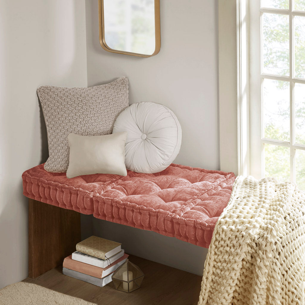 Azza Poly Chenille Square Floor Pillow Cushion Compress Pack - Dusty Peach