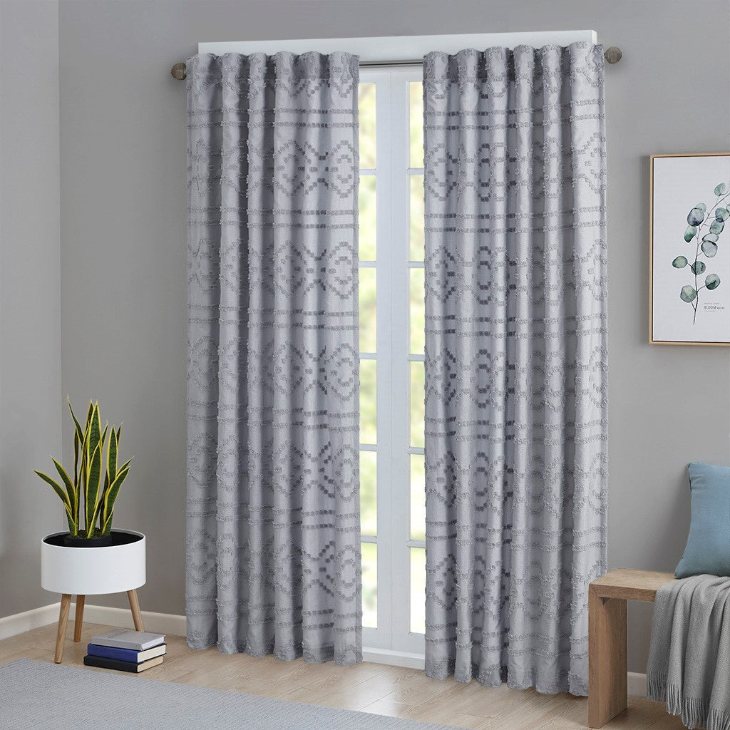 Annie Solid Clipped Jacquard Window Curtain