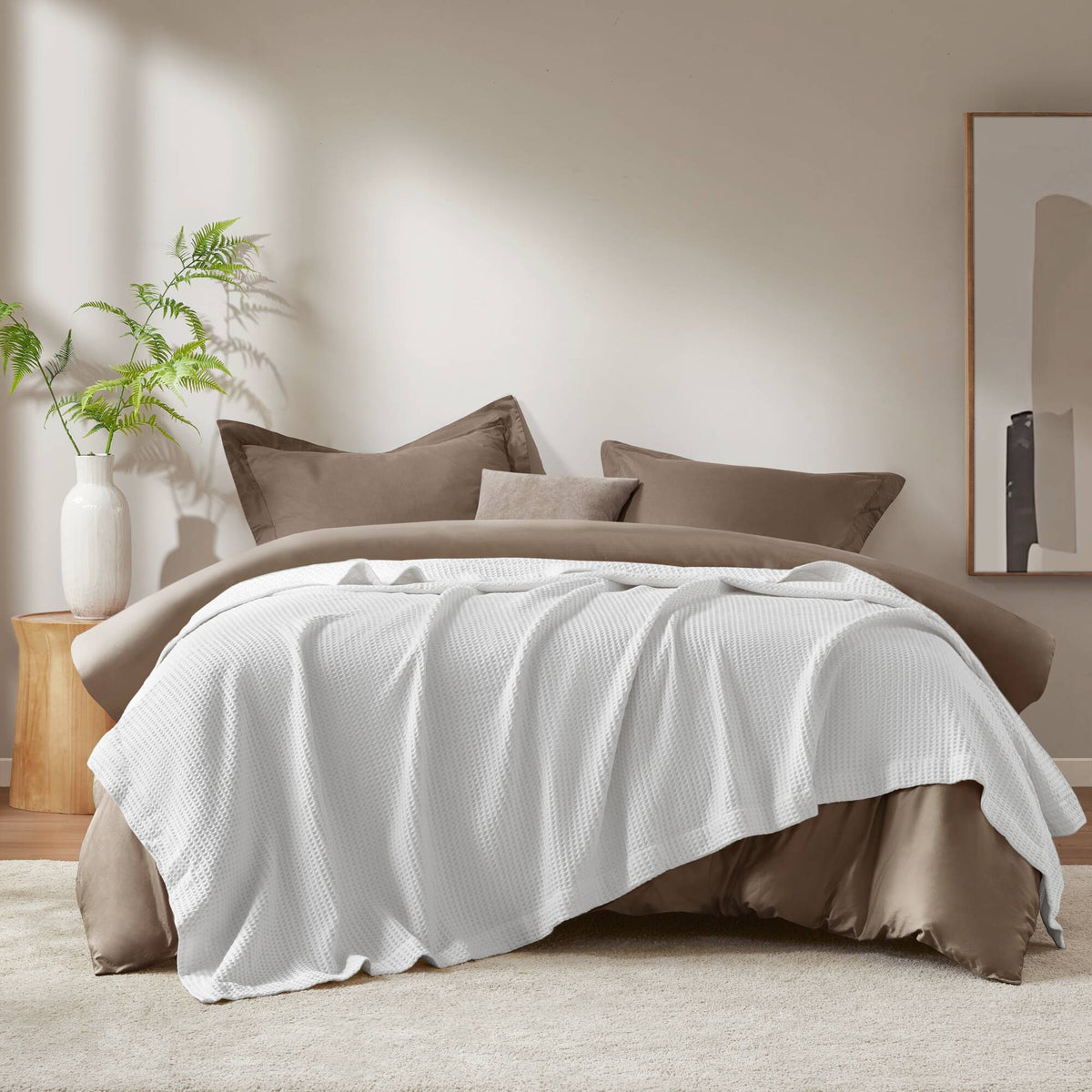 Waffle Weave Cotton Blanket - White