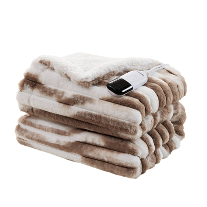 Heated Zuri Luxe Heated Throw - Tan Marble