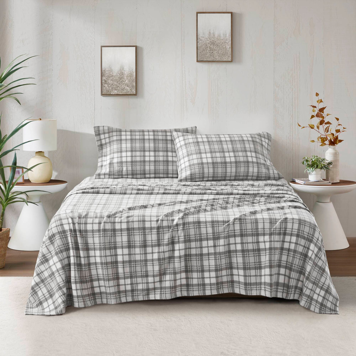 Micro Fleece Sheet Set - Grey Plaid