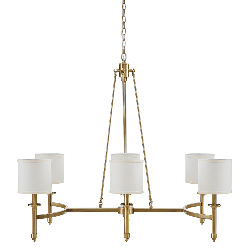Elegenza 6-light Chandelier with Fabric Drum Shades - Antique Gold