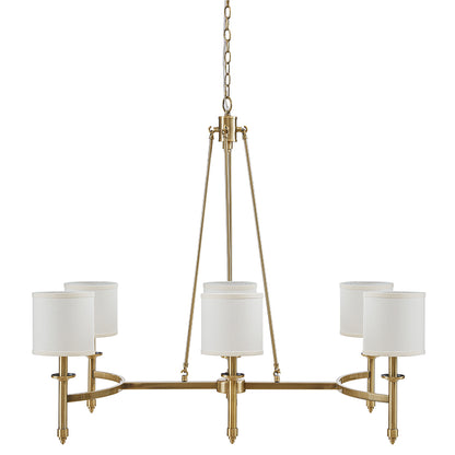 Elegenza 6-light Chandelier with Fabric Drum Shades - Antique Gold