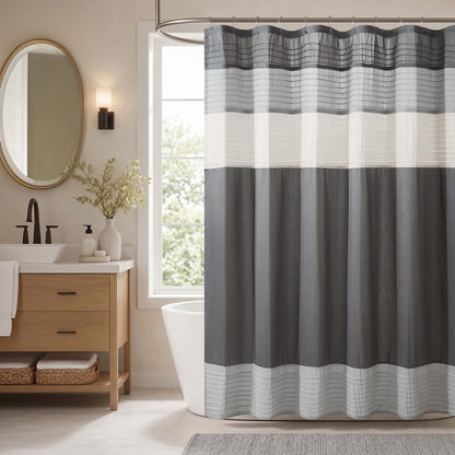Amherst Faux Silk Shower Curtain - Grey