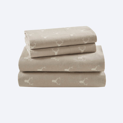 Cotton Flannel Sheet Set - Stag Head