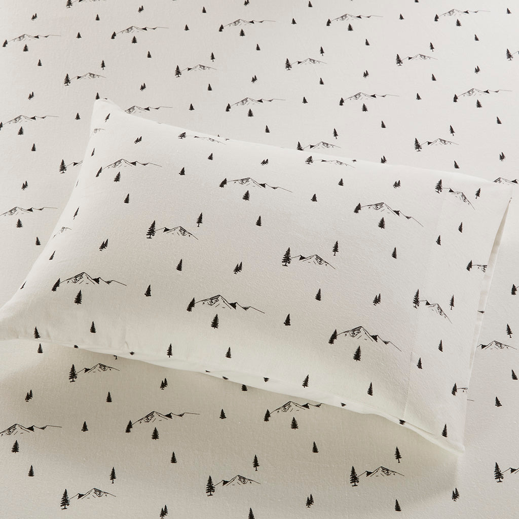 Cotton Flannel Sheet Set - Black Pine Trees
