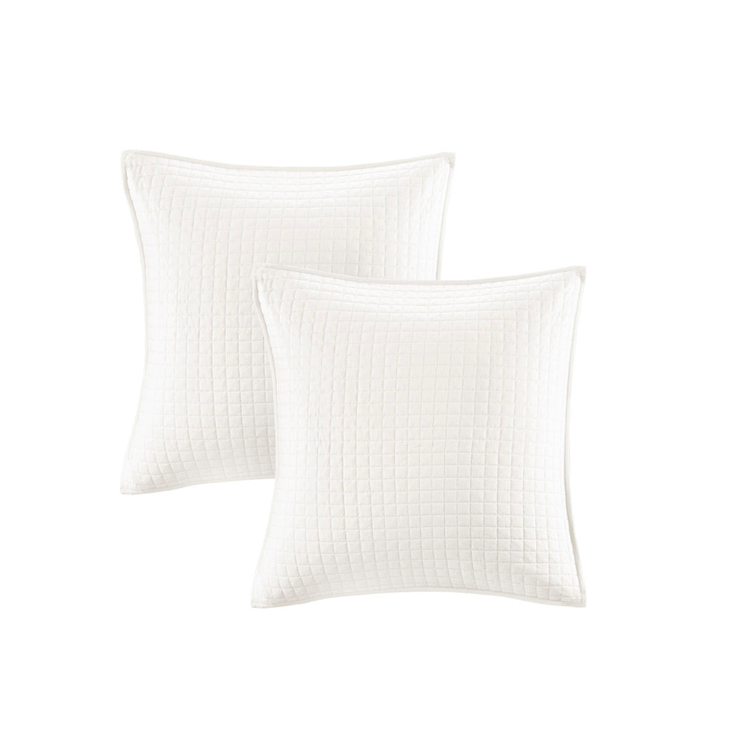 Brooklyn Cotton Jacquard Comforter Set with Euro Shams and Throw Pillows - Ivory