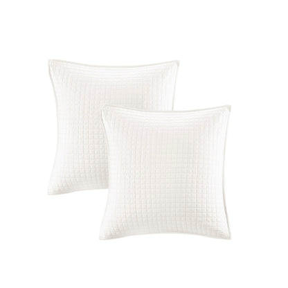 Brooklyn Cotton Jacquard Comforter Set with Euro Shams and Throw Pillows - Ivory