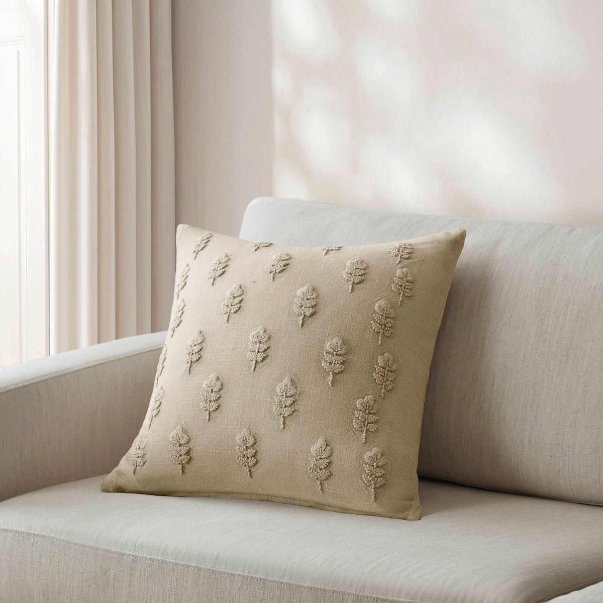 Ave Botanical 1 Piece Cotton Pillow Cover - Linen