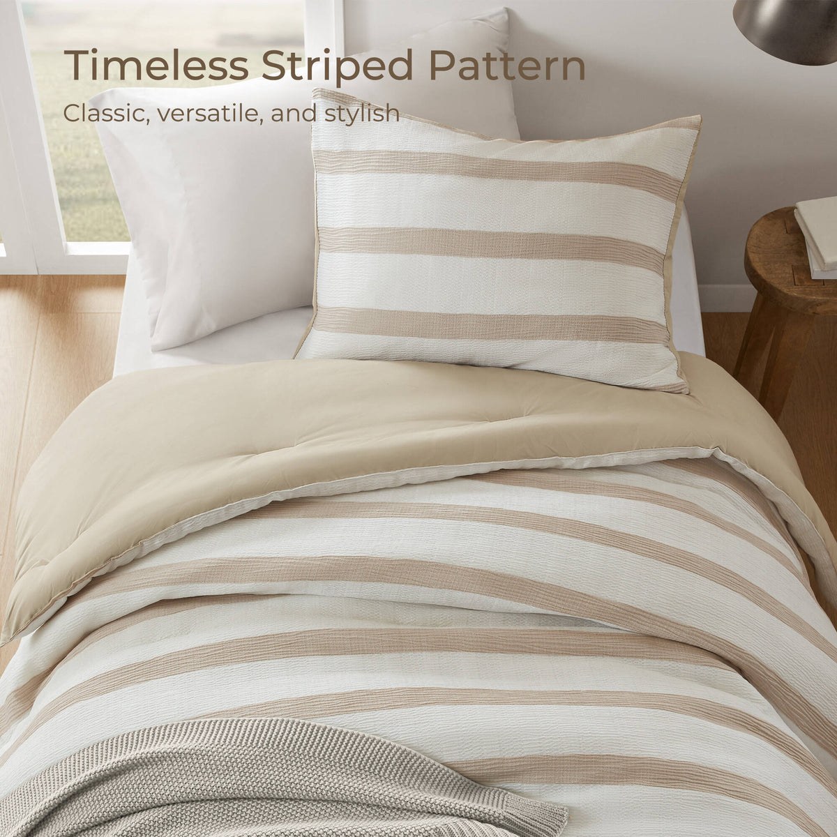 Merritt Yarn-dyed Striped Comforter - Taupe