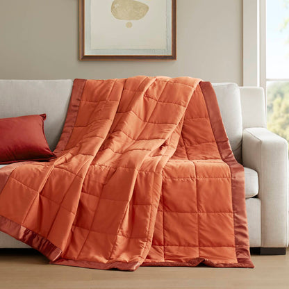 Windom Lightweight Down Alternative Blanket with Satin Trim - Orange