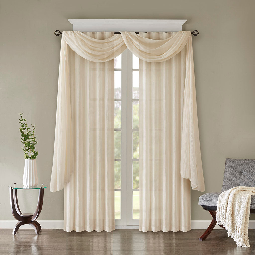 Harper Solid Crushed Curtain Panel Pair - Cream