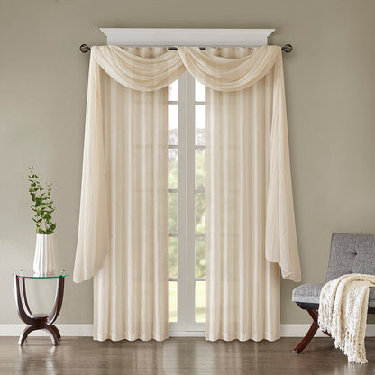 Harper Solid Crushed Curtain Panel Pair - Cream