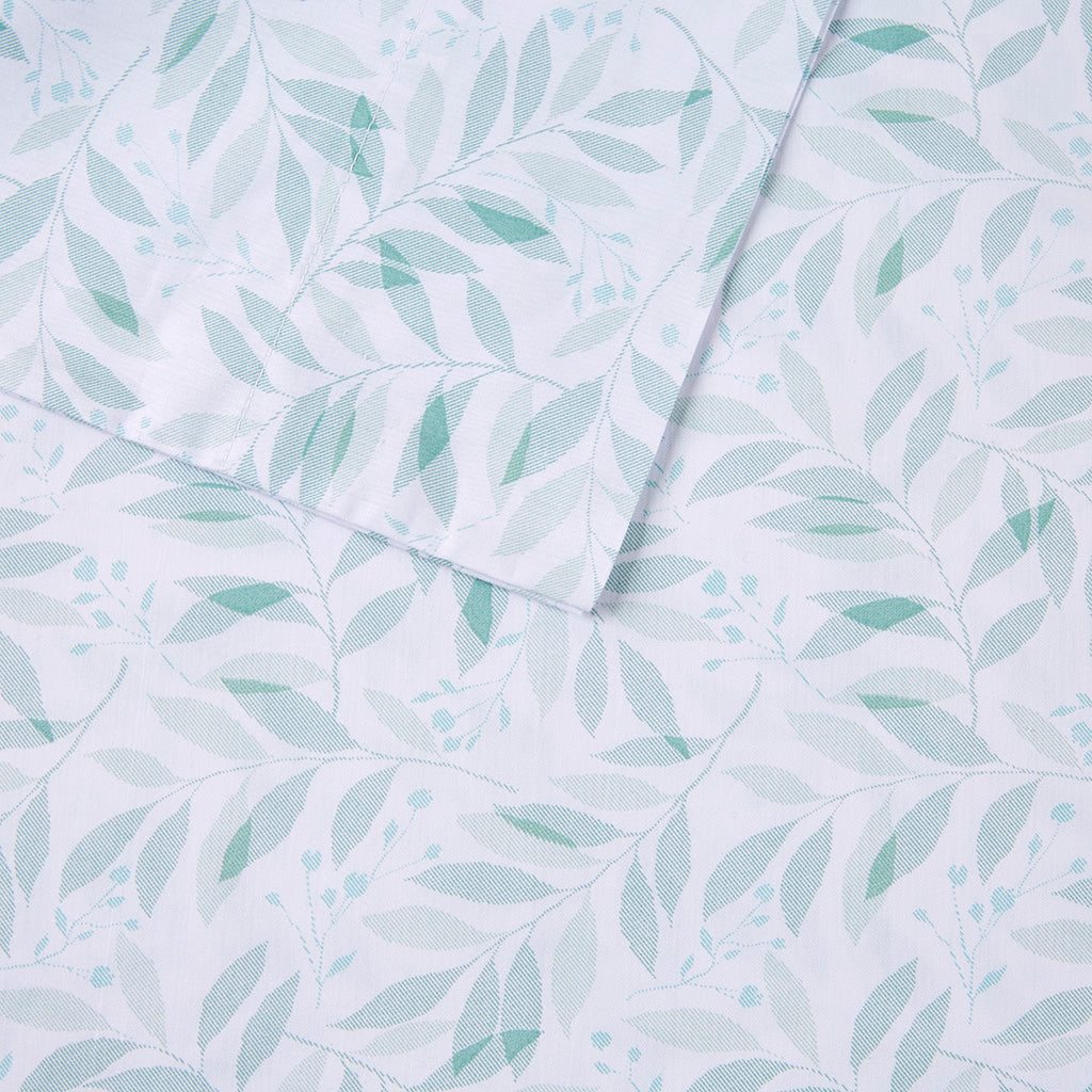 200 Thread Count Printed Cotton Sheet Set - Green Leaves
