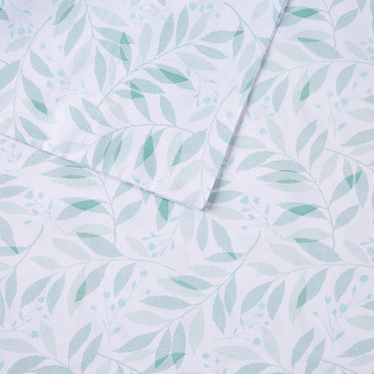200 Thread Count Printed Cotton Sheet Set - Green Leaves