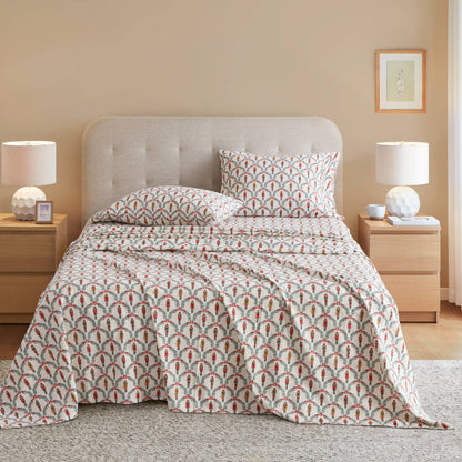 Cozy Cotton Flannel Printed Sheet Set - Scallop Nutcracker