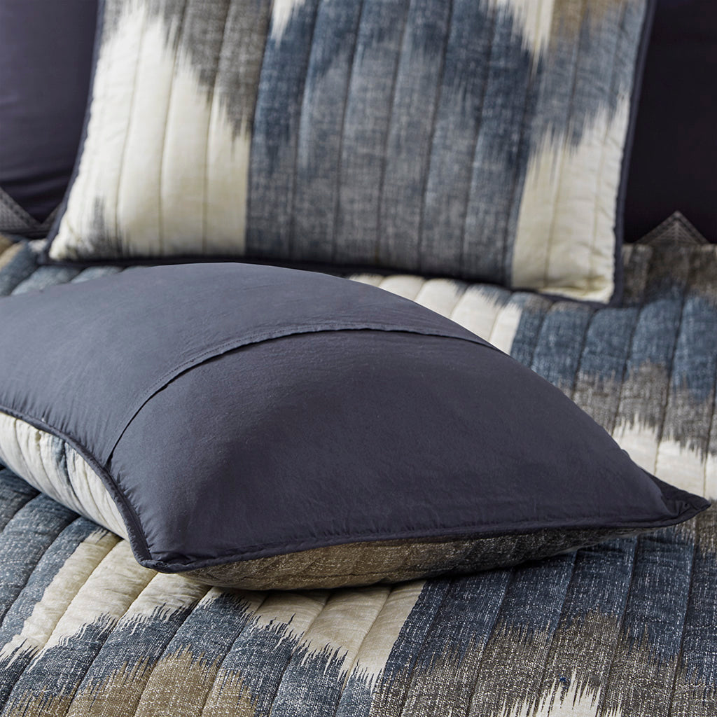Alpine 3 Piece Printed Cotton Quilt Set - Navy