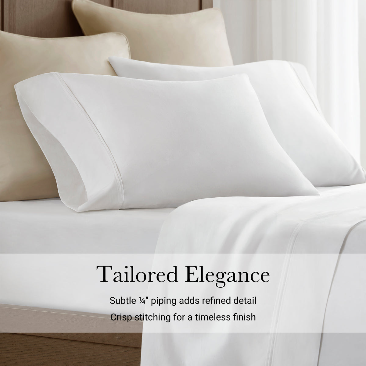 100% Egyptian Cotton Sateen Pillowcase Set - White