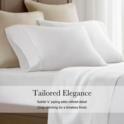100% Egyptian Cotton Sateen Pillowcase Set - White