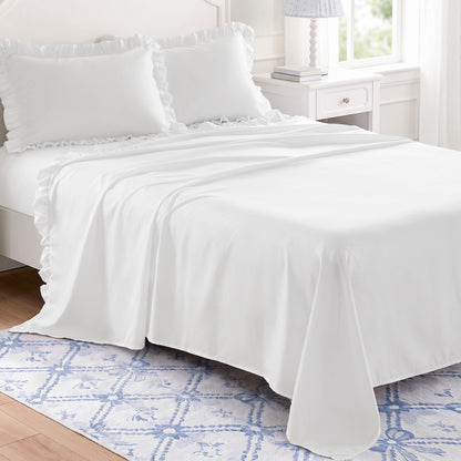 Microfiber Ruffle Sheets - Bright White