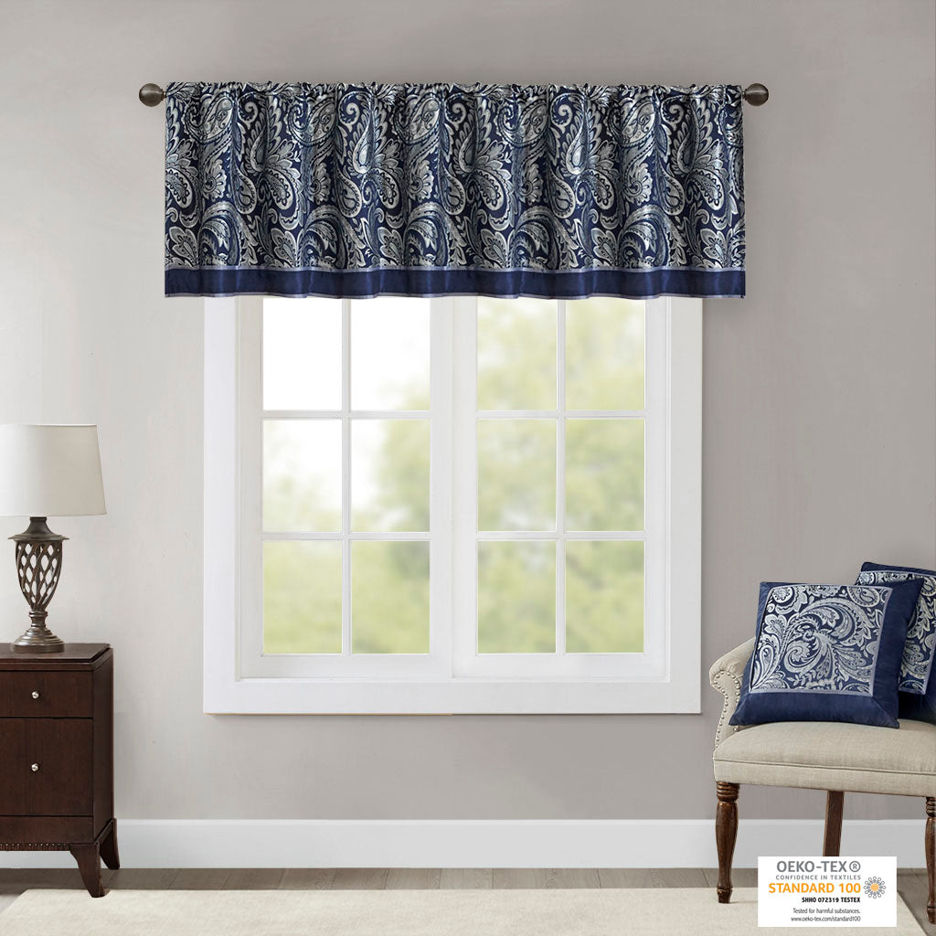 Aubrey Jacquard Window Valance - Navy