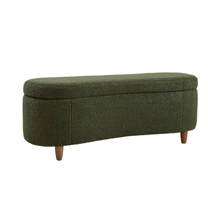 Bailey Boucle-Style Curved Storage Accent Bench - Green