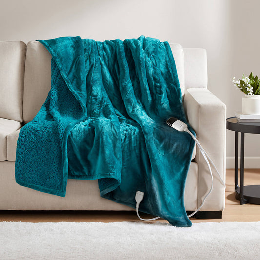 Heated Microlight to Berber Throw - Teal