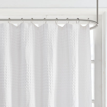 Arlo Super Waffle Textured Solid Shower Curtain - White